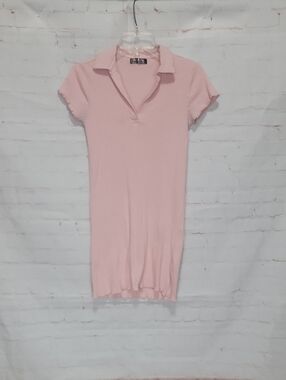 4/$20 Ribbed Polo Neck Mini Dress - Light Pink